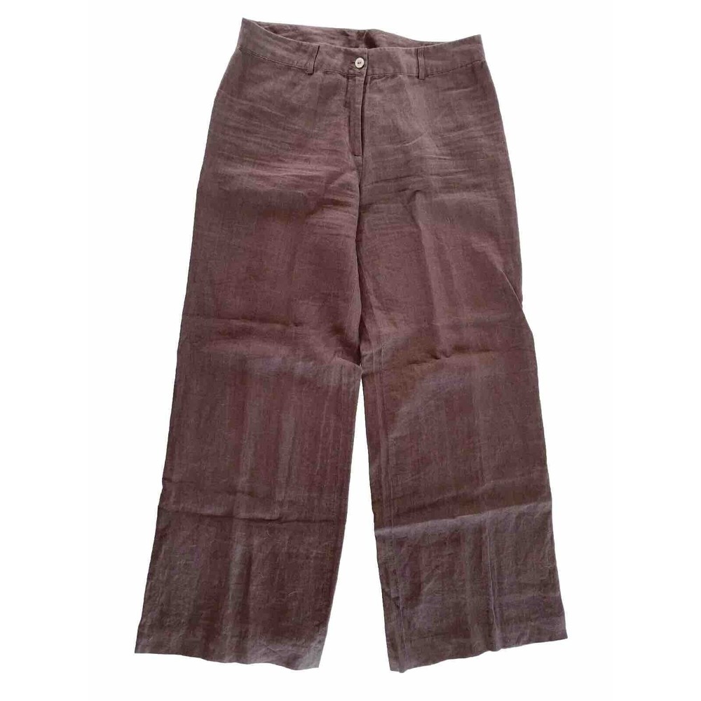 Vintage SUNDANCE Women’s Linen Pants Wide Leg Brown 8, Inseam 31”